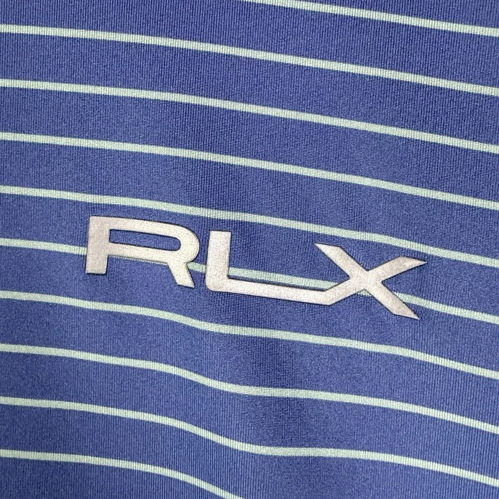 RLX Ralph Lauren Polo Shirt‎ Striped Performance Golf Stretch Blue White Men XL